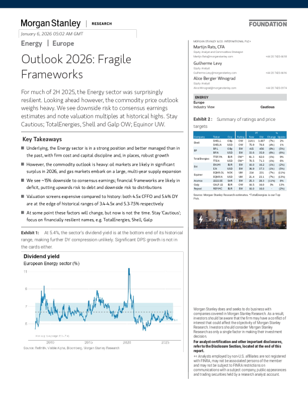 2026年欧洲能源行业展望：脆弱的框架