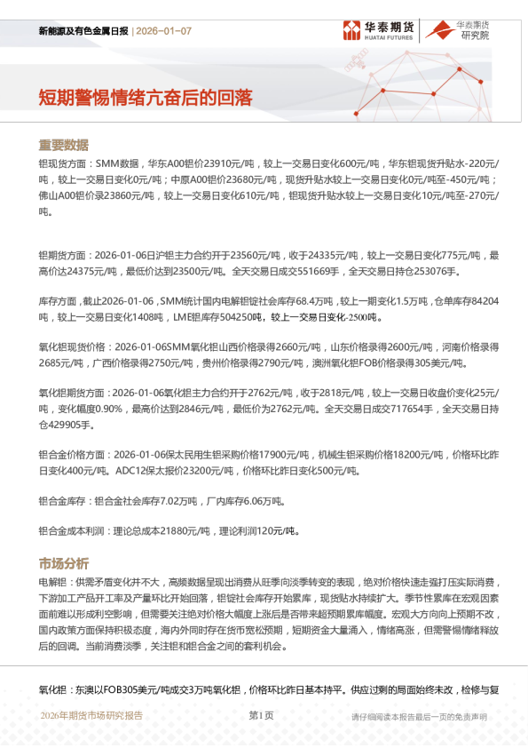 新能源及有色金属日报:短期警惕情绪亢奋后的回落