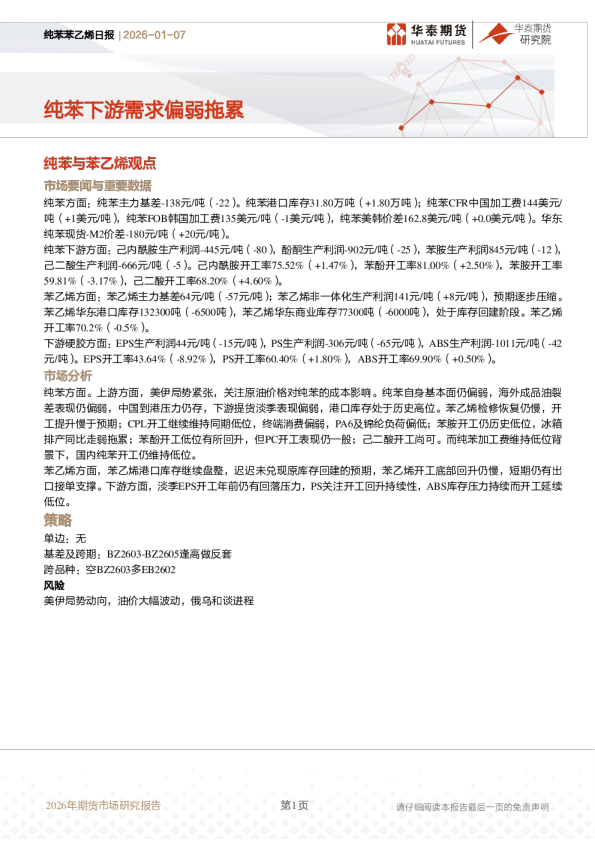 纯苯苯乙烯日报:纯苯下游需求偏弱拖累