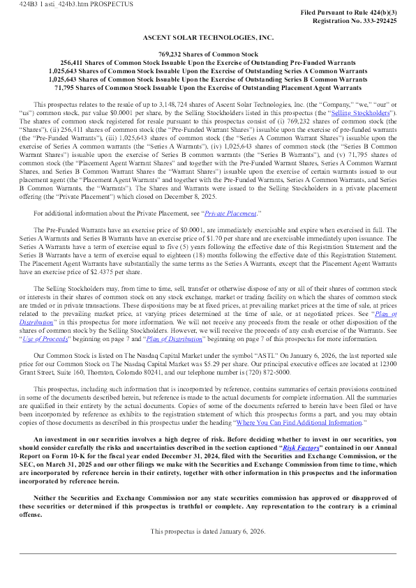上升太阳能技术公司美股招股说明书(2026-01-07版)