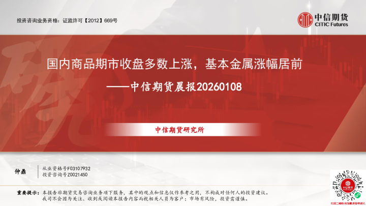 晨报:国内商品期市收盘多数上涨,基本金属涨幅居前