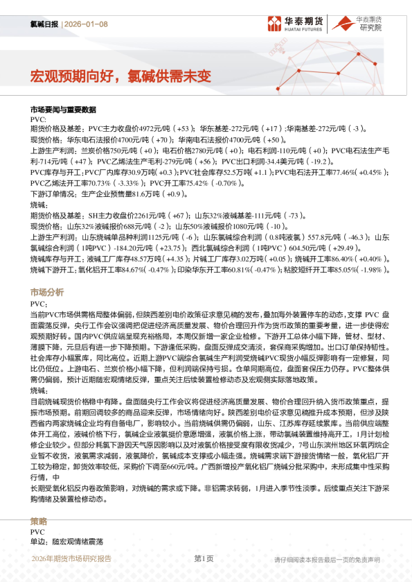 氯碱日报:宏观预期向好,氯碱供需未变