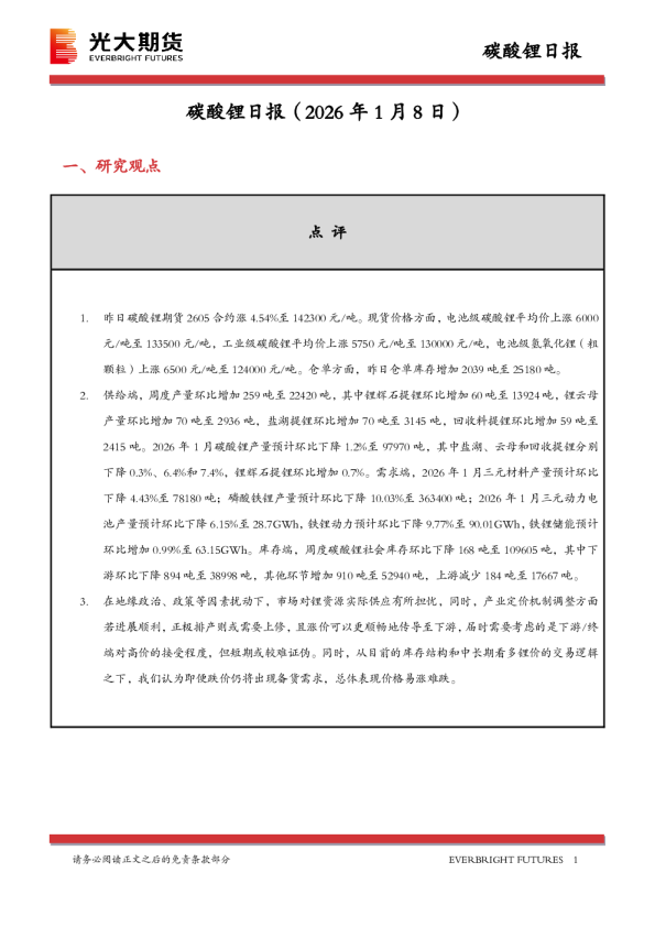碳酸锂日报