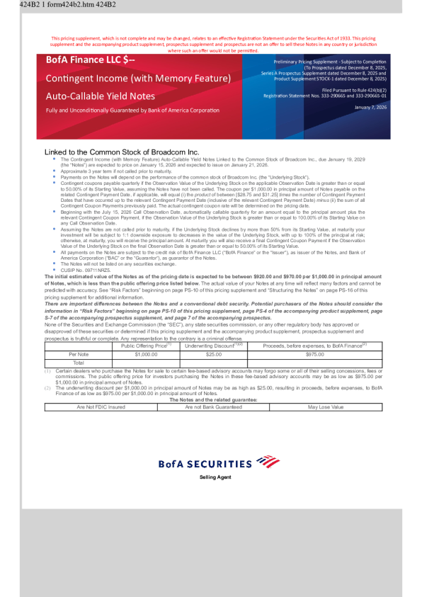 美国银行美股招股说明书(2026-01-08版)