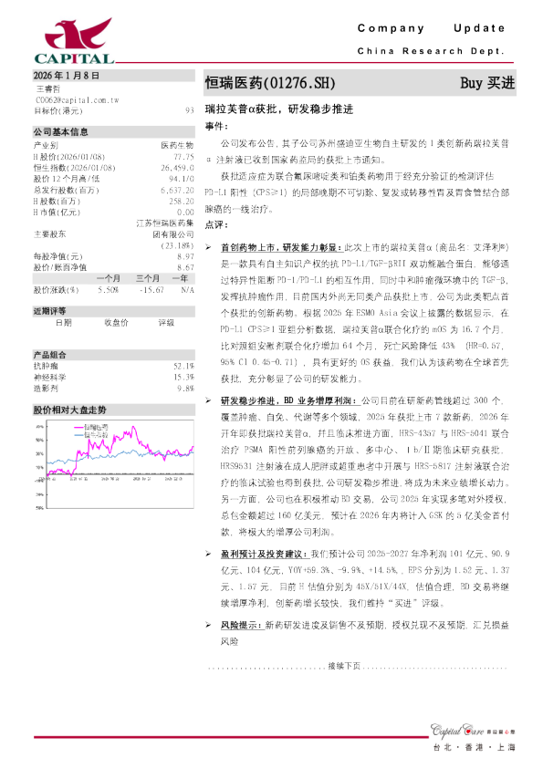 瑞拉芙普α获批,研发稳步推进