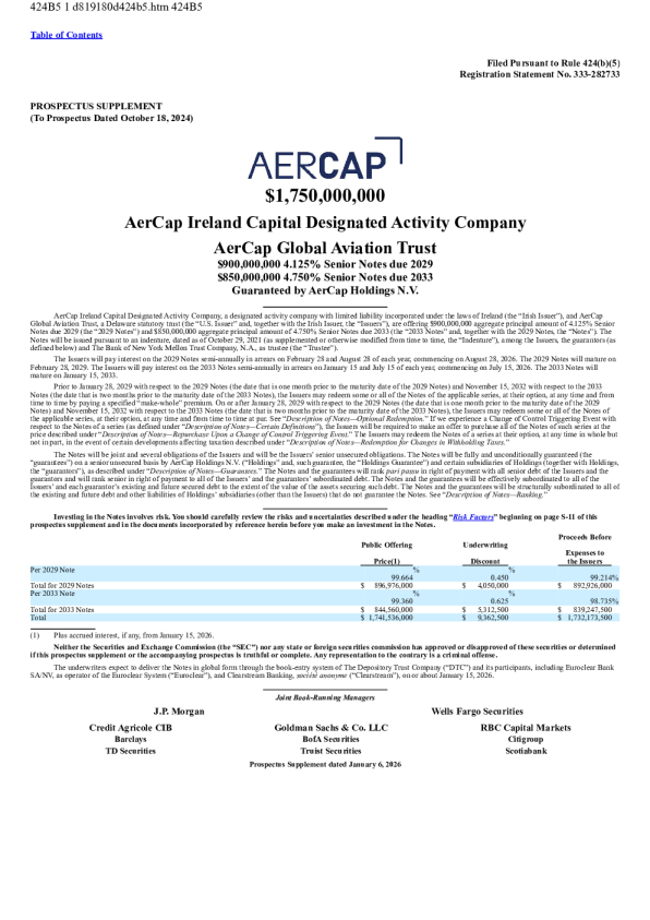AerCap飞机租赁美股招股说明书(2026-01-08版)