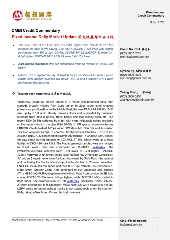 Fixed Income Daily Market Update