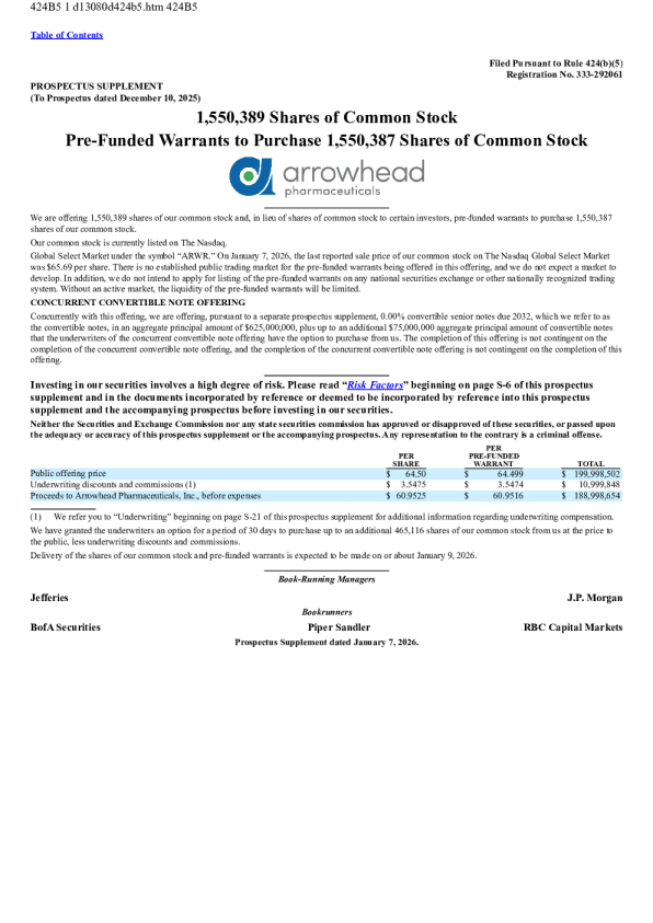 箭头制药公司美股招股说明书(2026-01-09版)