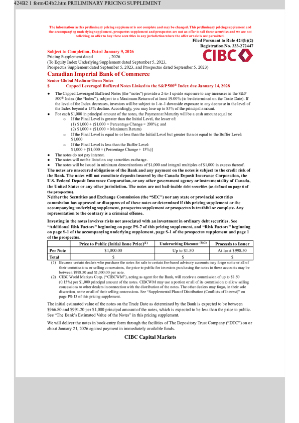加拿大帝国商业银行美股招股说明书(2026-01-09版)