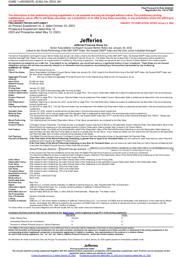 杰弗里斯金融服务集团股份有限公司美国存托股份招股说明书(2026-01-09版)