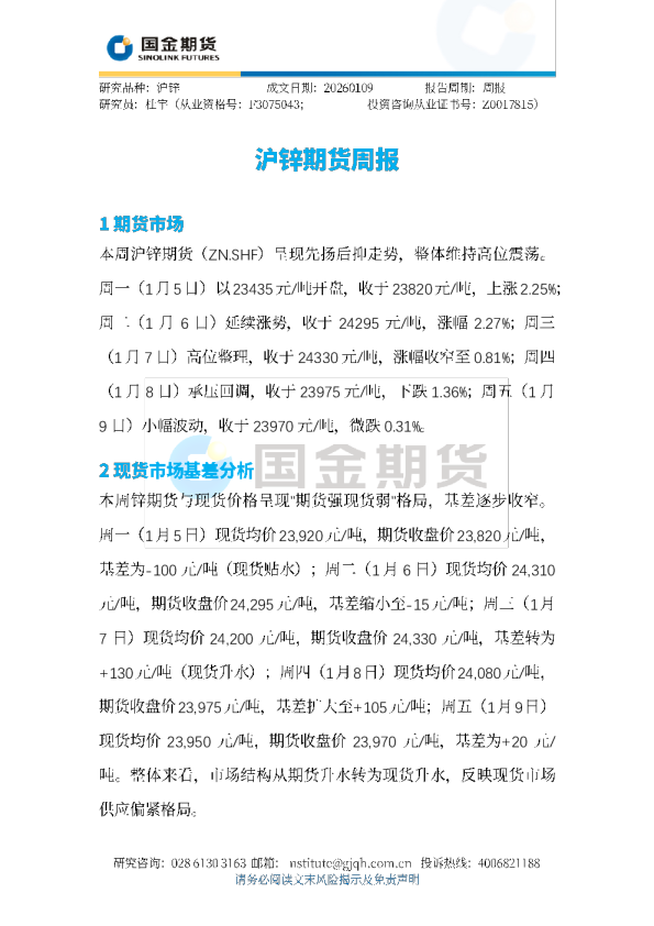 沪锌期货周报