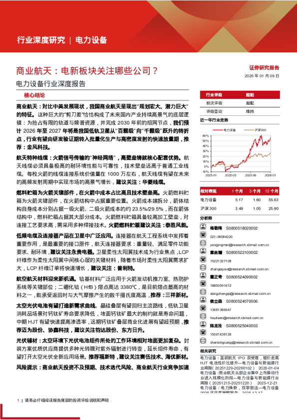 商业航天：电新板块关注哪些公司？