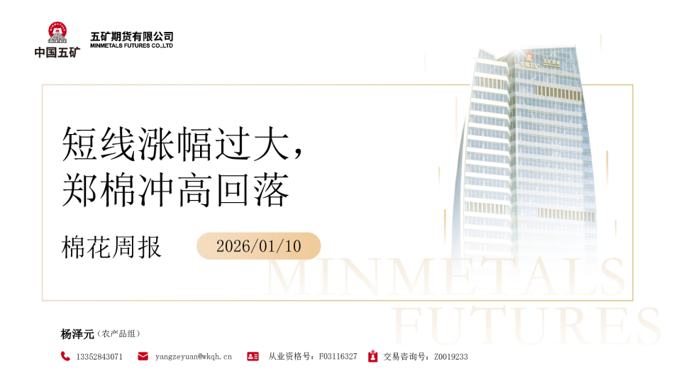 棉花周报：短线涨幅过大，郑棉冲高回落