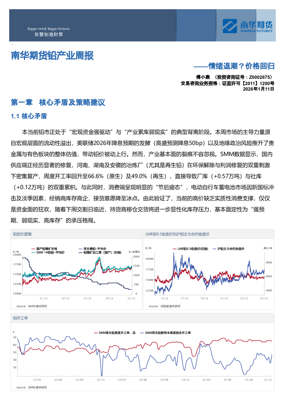 铅产业周报：情绪退潮？价格回归