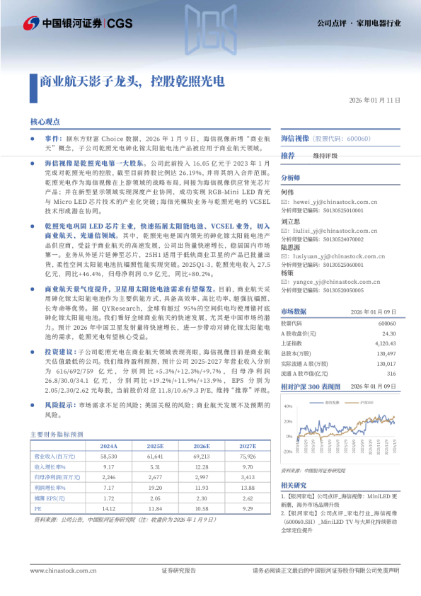 商业航天影子龙头，控股乾照光电