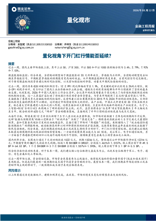 量化观市：量化视角下开门红行情能否延续？