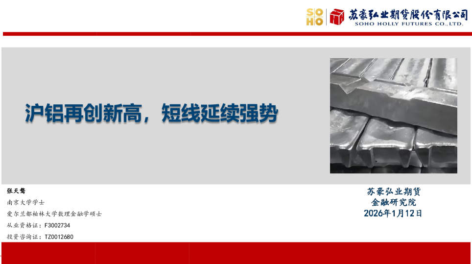 沪铝再创新高，短线延续强势