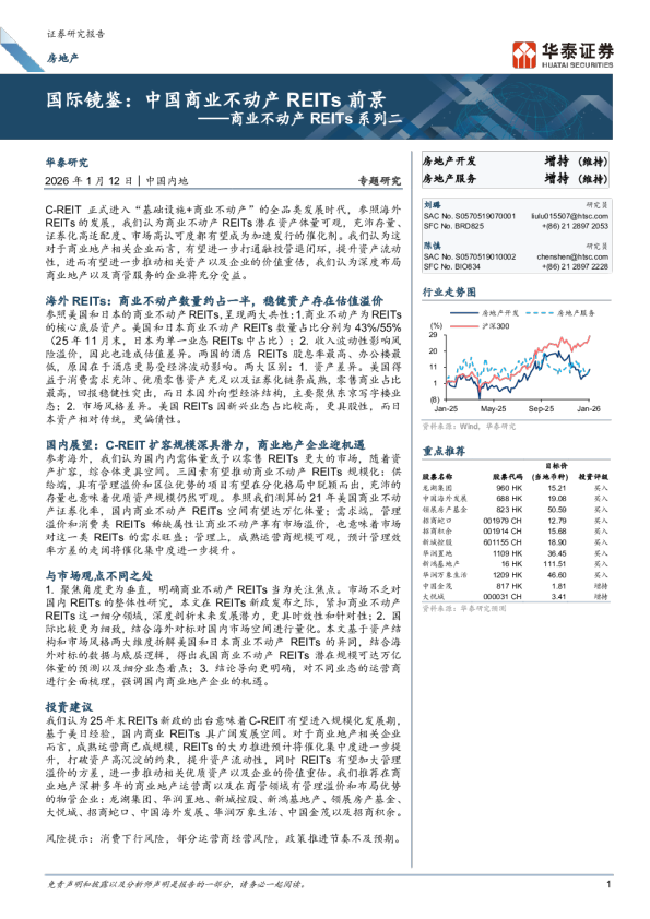 商业不动产REITs系列二：国际镜鉴：中国商业不动产REITs前景