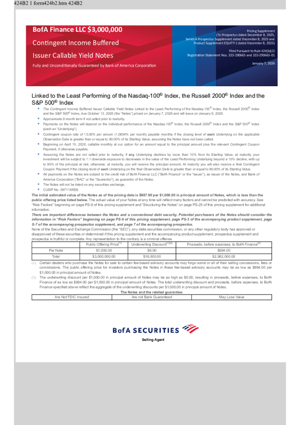 美国银行美股招股说明书(2026-01-12版)