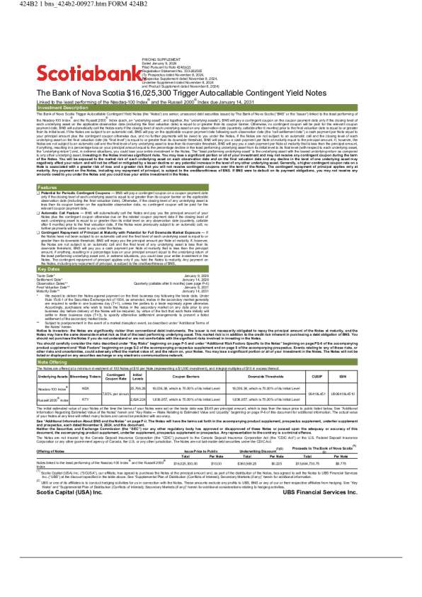 加拿大丰业银行美股招股说明书(2026-01-12版)