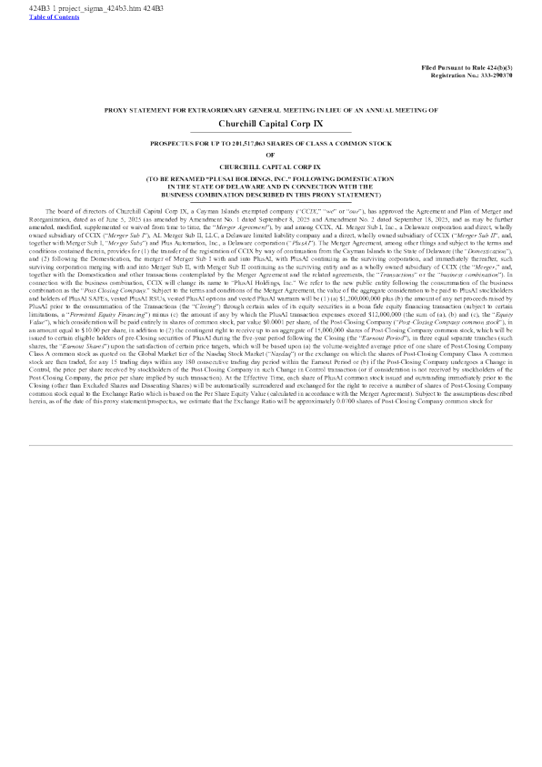 Churchill Capital Corp IX-A美股招股说明书(2026-01-12版)