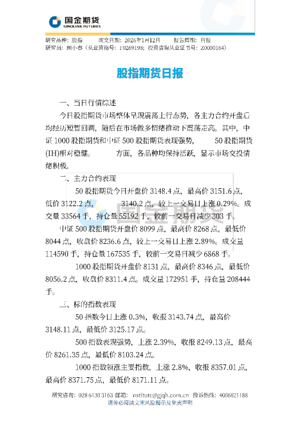 股指期货日报