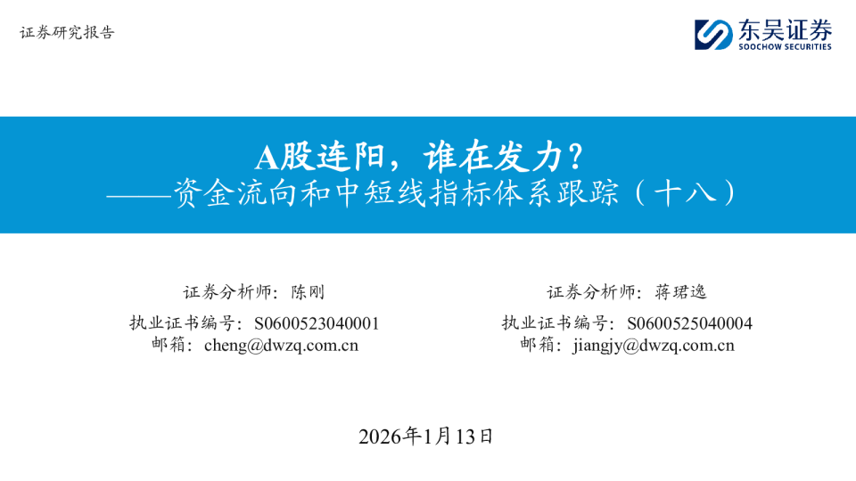 资金流向和中短线指标体系跟踪（十八）：A股连阳，谁在发力？