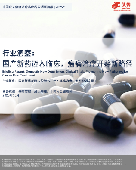中国成人癌痛治疗药物行业调研简报|2025/10：国产新药迈入临床，癌痛治疗开辟新路径