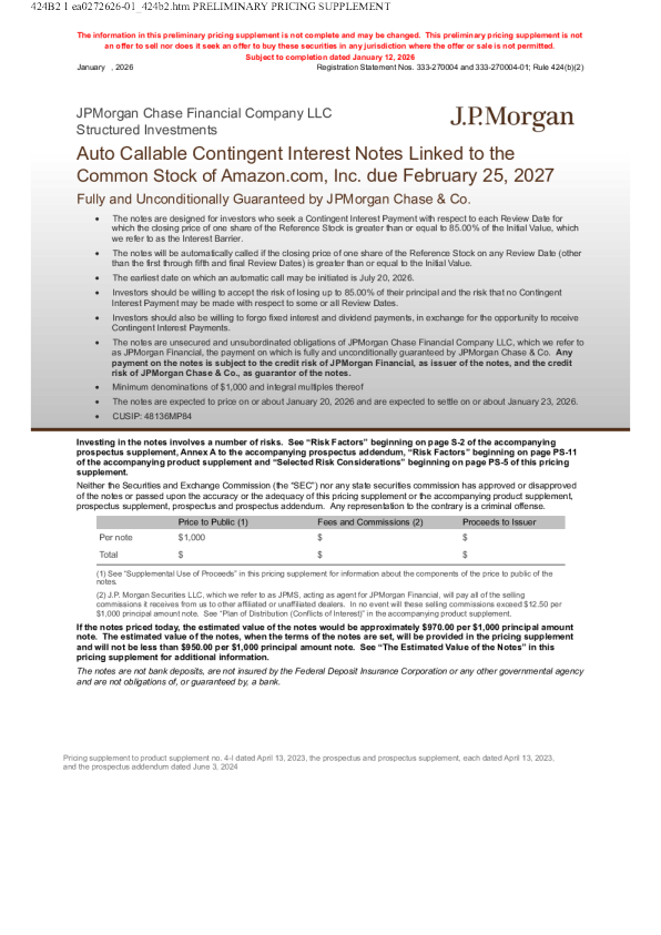 摩根大通美股招股说明书(2026-01-13版)