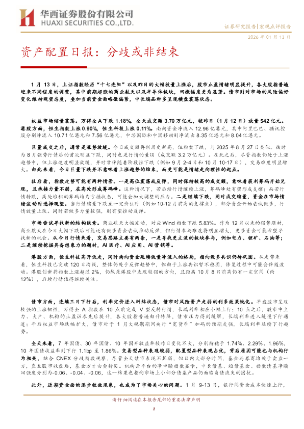 资产配置日报：分歧或非结束