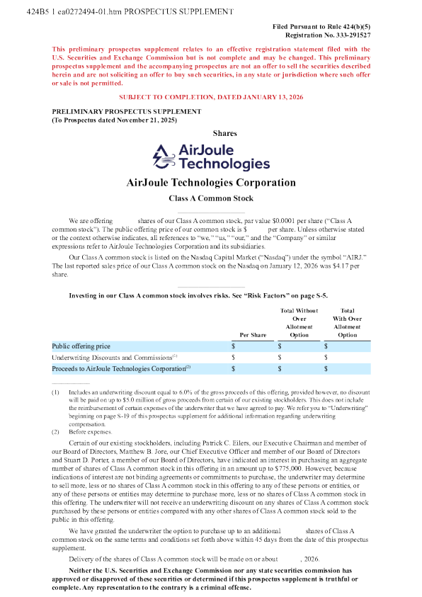 AirJoule Technologies Corp-A美股招股说明书(2026-01-13版)