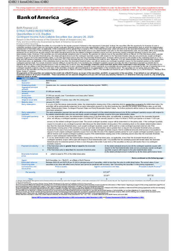 美国银行美股招股说明书(2026-01-13版)