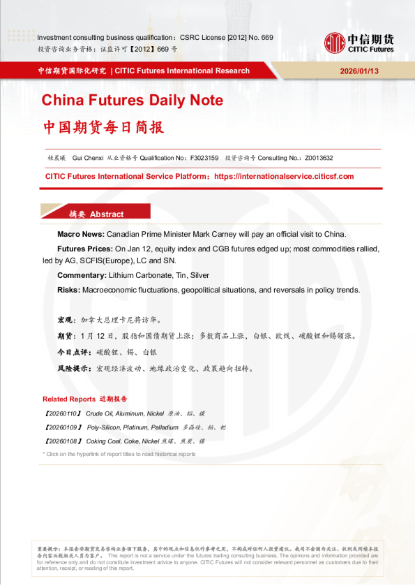 中国期货每日简报