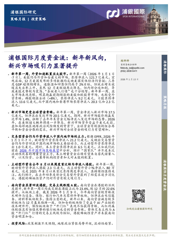 月度资金流：新年新风向，新兴市场吸引力显著提升