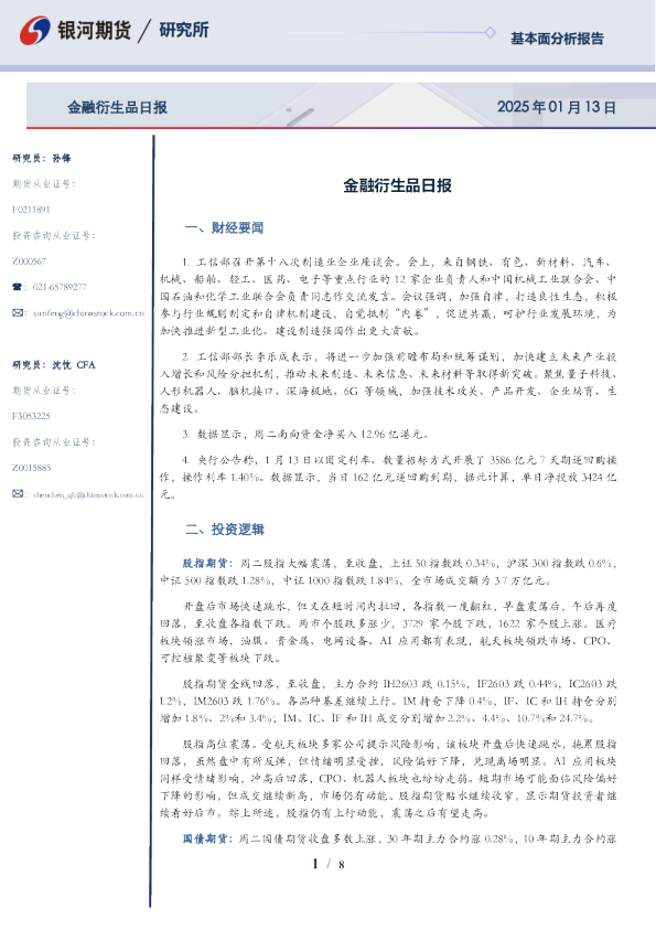金融衍生品日报