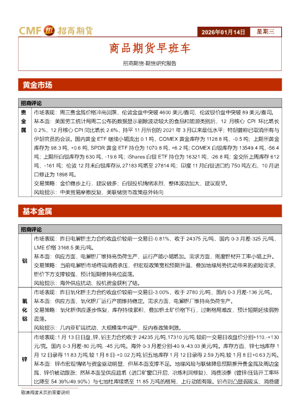 招商期货-期货研究报告：商品期货早班车