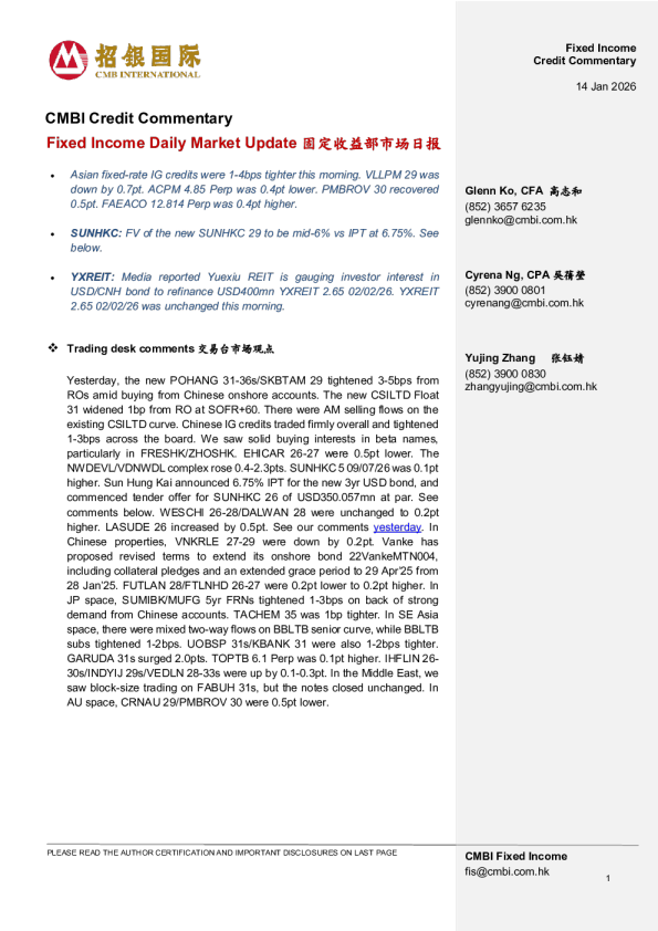 Fixed Income Daily Market Update