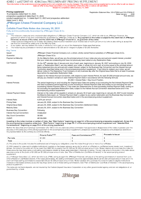 摩根大通美股招股说明书(2026-01-14版)