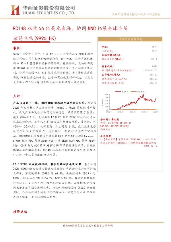 RC148 双抗 56 亿美元出海，协同 MNC 拓展全球市场