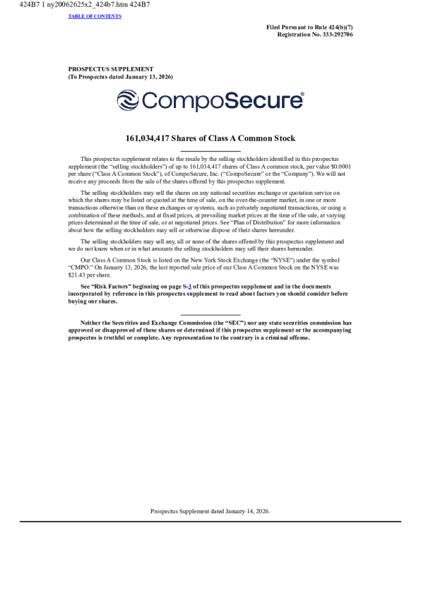 CompoSecure Inc-A美股招股说明书(2026-01-14版)