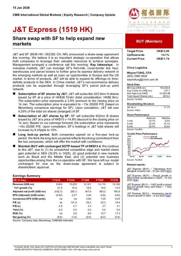 Share swap with SF to help expand new markets