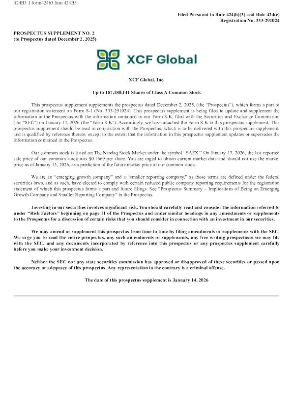 XCF Global Inc-A美股招股说明书(2026-01-15版)