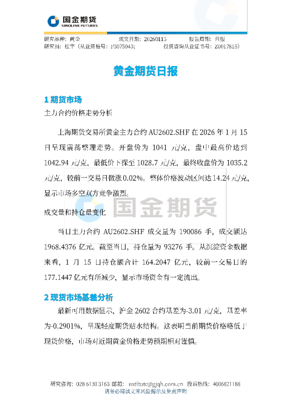黄金期货日报
