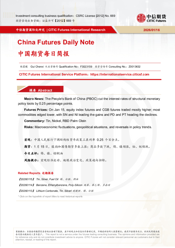 中国期货每日简报