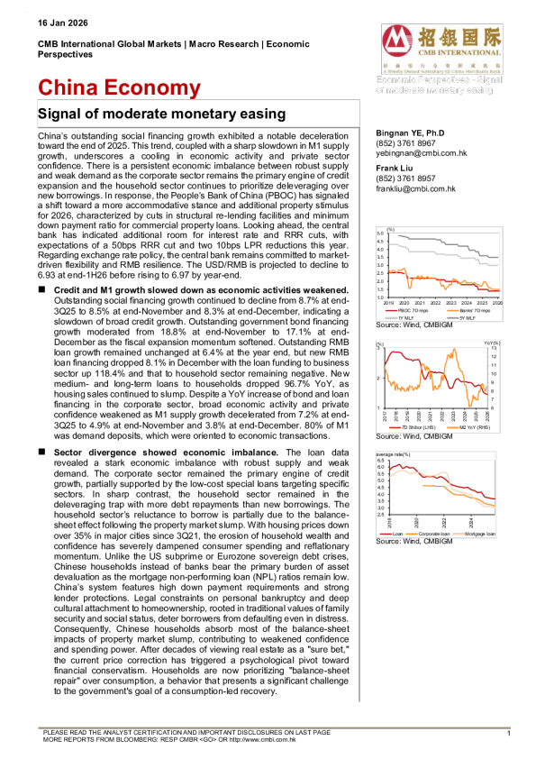 China Economy: Signal of moderate monetary easing