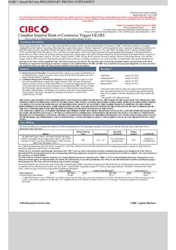 加拿大帝国商业银行美股招股说明书(2026-01-16版)