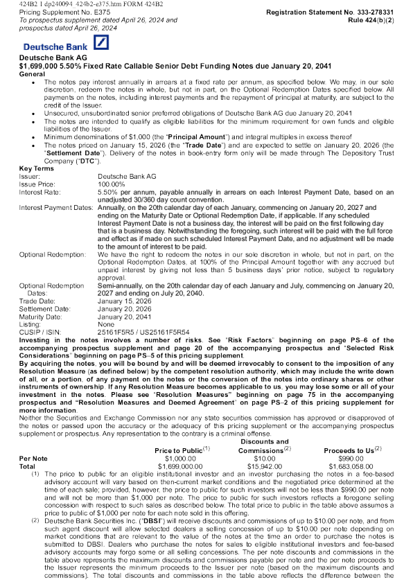 德意志银行美股招股说明书(2026-01-16版)