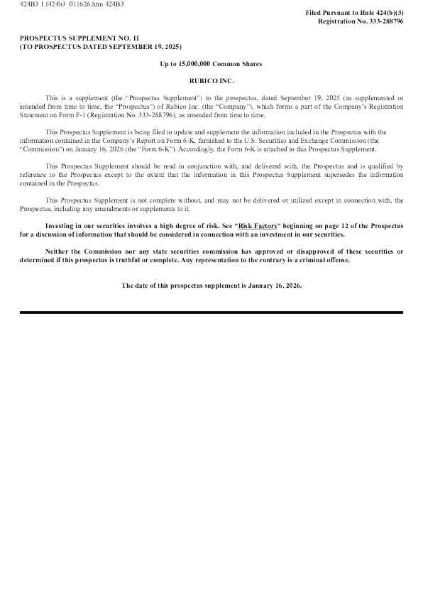 Rubico Inc美股招股说明书(2026-01-16版)