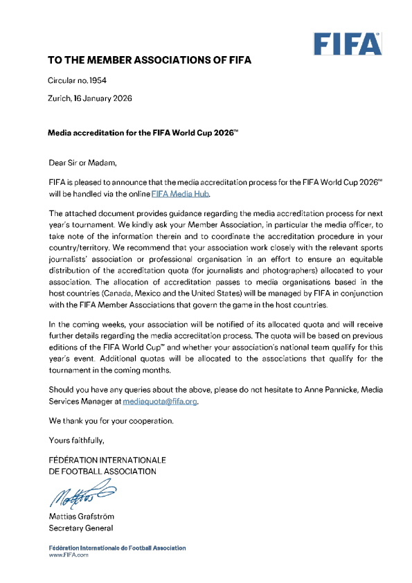 1954年通告_ 2026年国际足联世界杯媒体认证