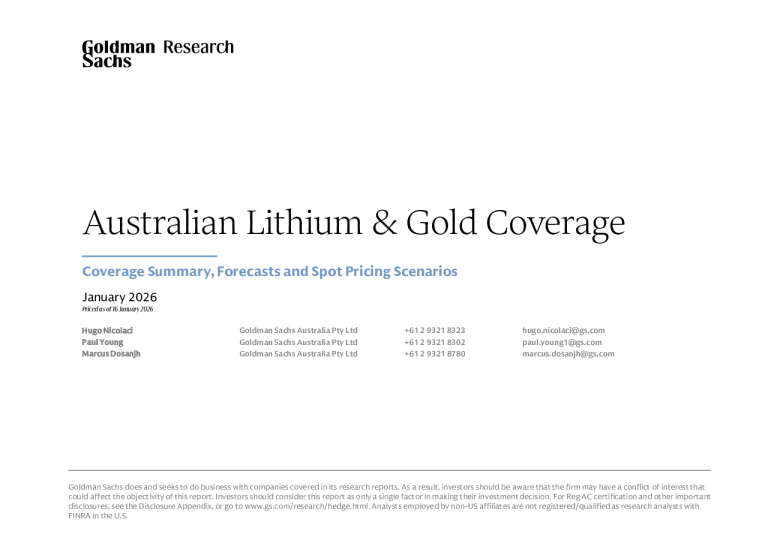 澳大利亚锂与黄金研究：研究概述、预测及现货定价情景